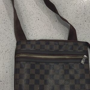 Checkered Brown Crossbody Bag